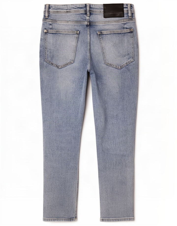 Zara Herren-Jeans im Used-Look, kurz geschnitten, EU 40, mittelgroß, W31, L25, Blau