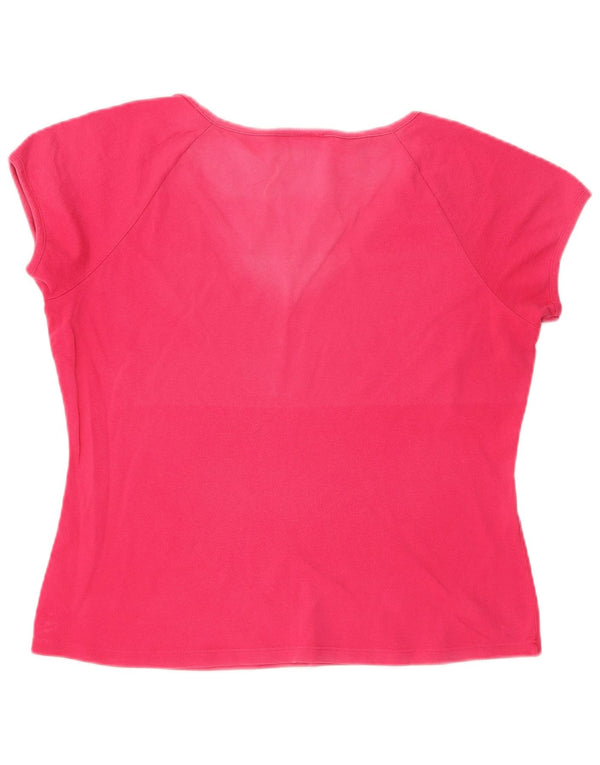 Lacoste Damen Crop T-Shirt Top Größe 48 XL Rosa Baumwolle