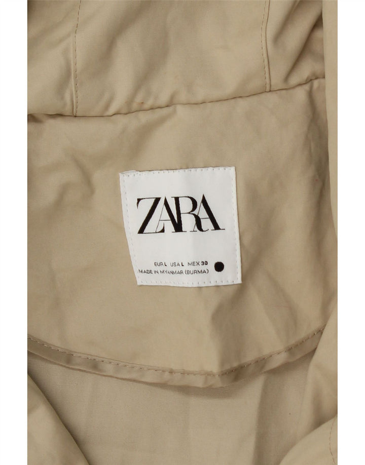 Übergroße Parka-Jacke mit Kapuze von Zara für Damen, Größe 44, Beige