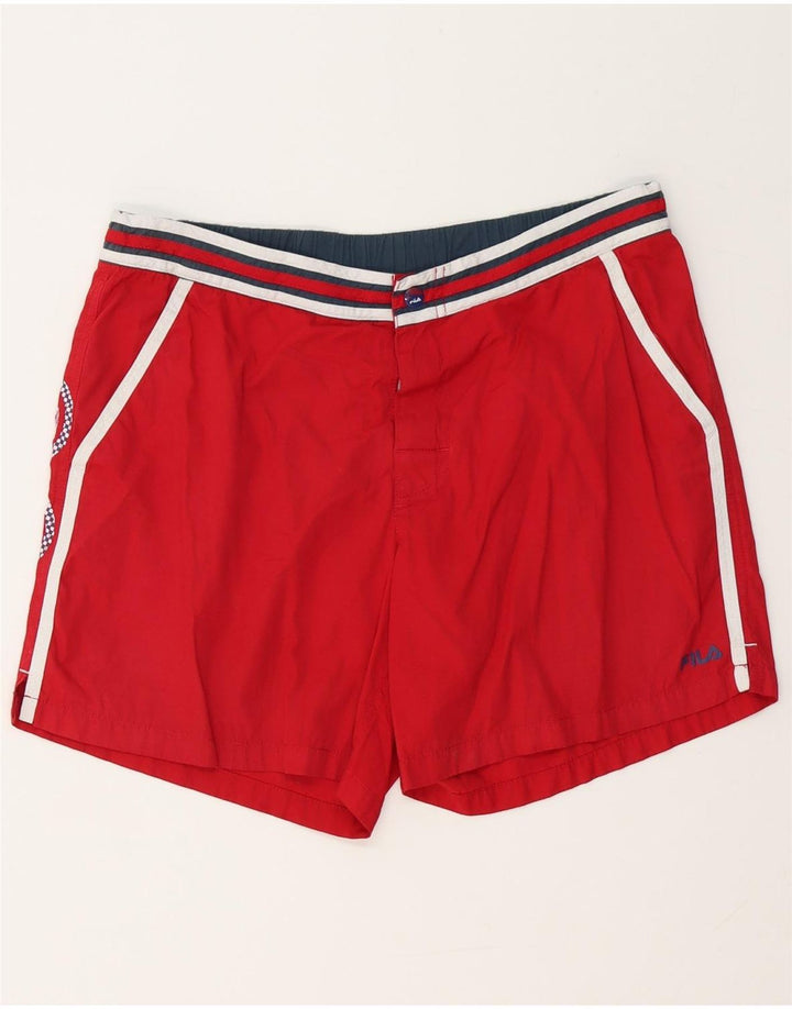 FILA Damen Badeshorts mit Grafik, UK 18, XL, Rot, Polyester