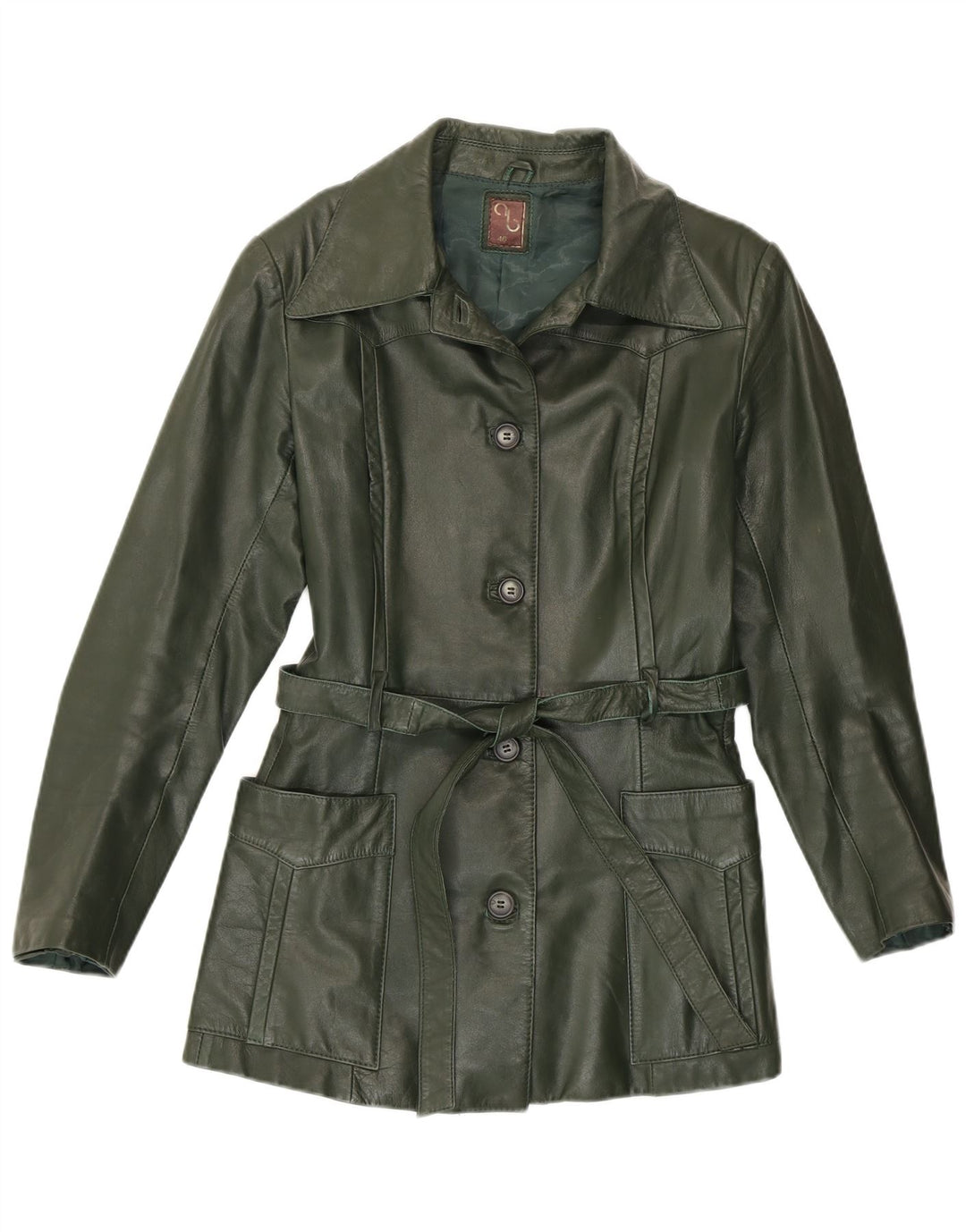 Vintage Damen Lederjacke IT 46 Large Grün