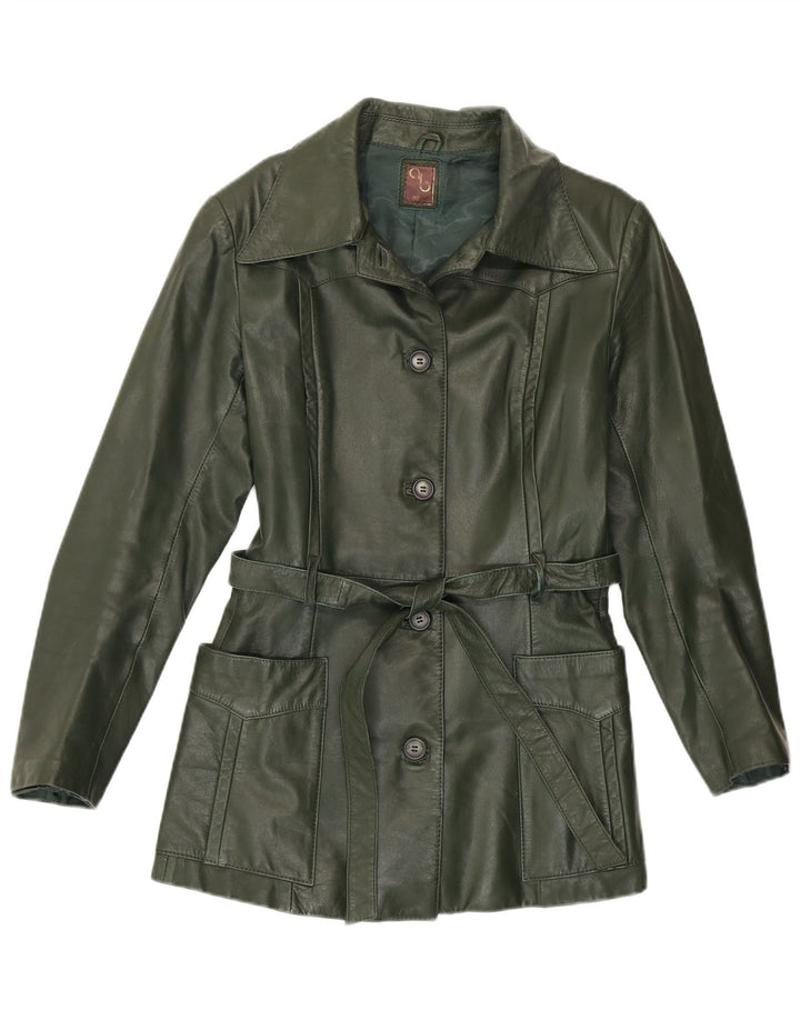 Vintage Damen Lederjacke IT 46 Large Grün
