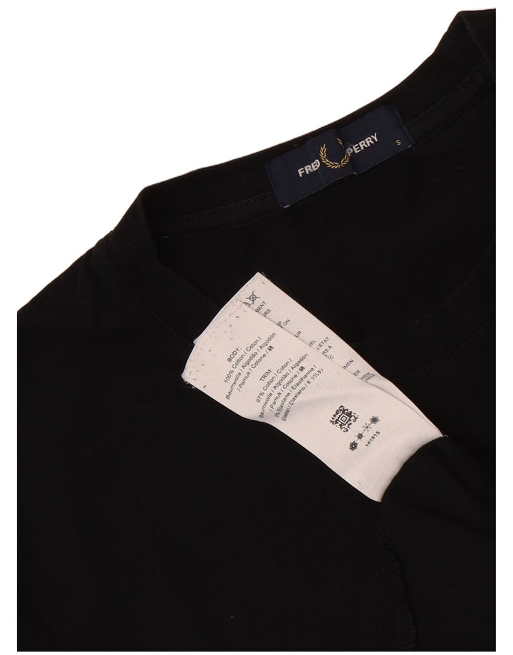 Fred Perry Herren-T-Shirt mit Grafik, Größe S, schwarze Baumwolle