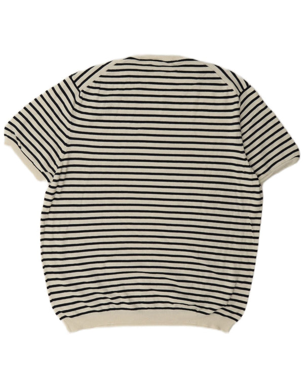 Zara Damen Regular T-Shirt Top UK 18 XL Weiß gestreift