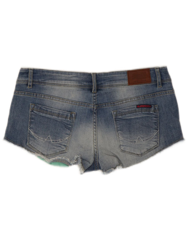 Superdry Damen Denim-Hotpants mit niedriger Taille, W30, mittelblaue Baumwolle
