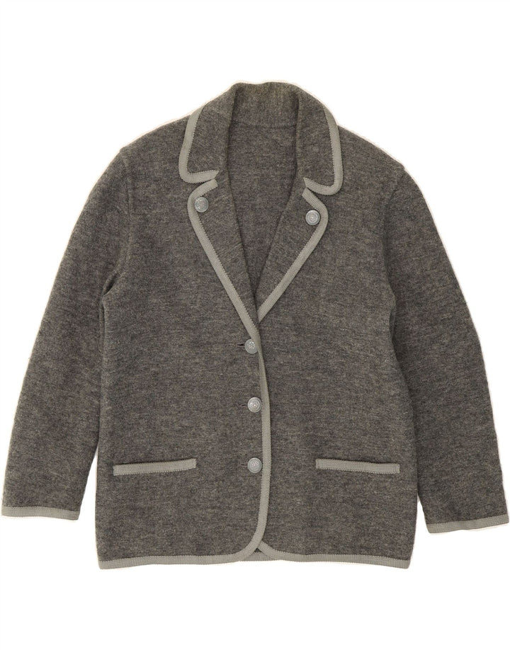 VINTAGE Womens 3 Button Blazer Jacket UK 16 Large Grey Vintage Vintage and Second-Hand Vintage from Messina Hembry 