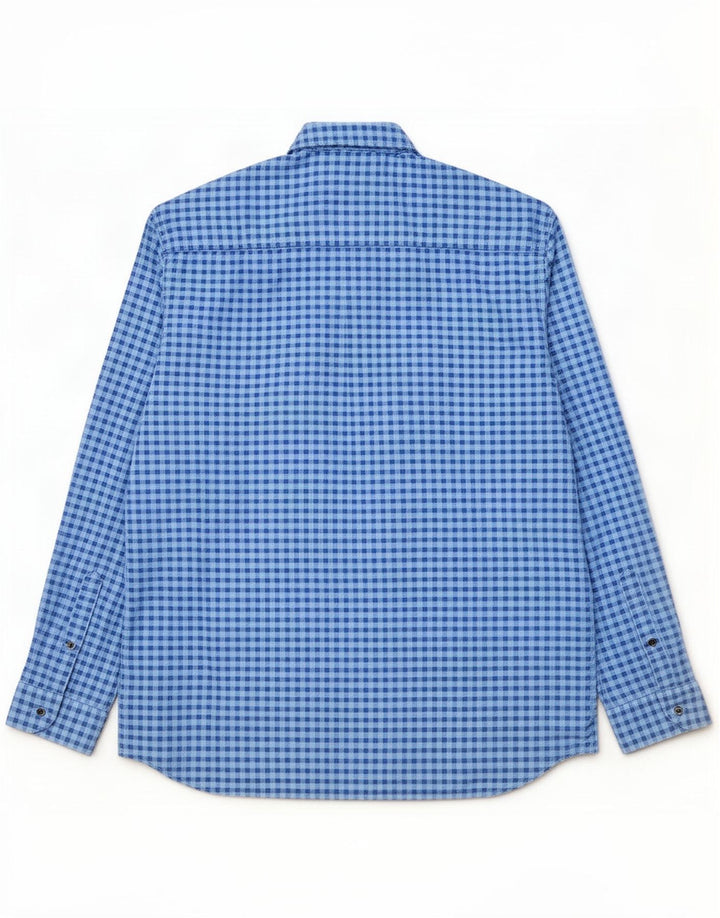 S.Oliver Herren-Hemd mit normaler Passform, 2XL, blaues Gingham-Baumwolle