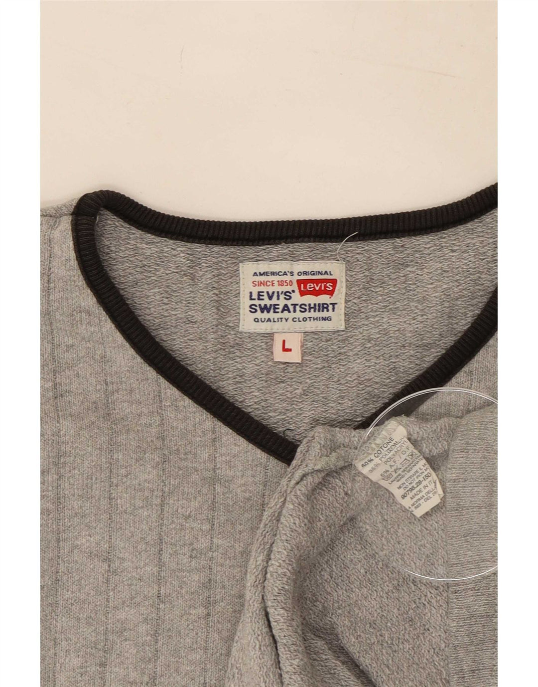 Levi's Herren-Pullover mit V-Ausschnitt, groß, graue Baumwolle