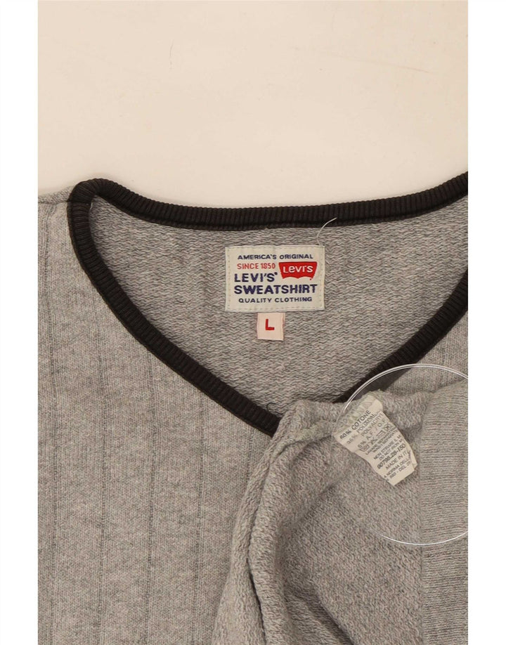 Levi's Herren-Pullover mit V-Ausschnitt, groß, graue Baumwolle