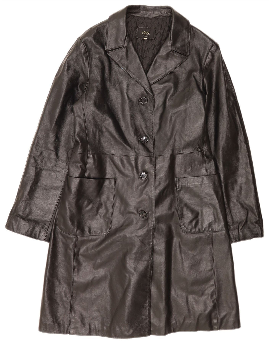 Vintage Damen Ledermantel IT 46 Large Schwarz