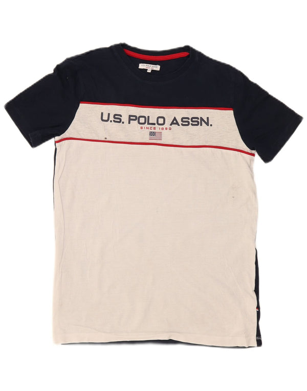 U.S. Polo Assn. Weißes Farbblock-T-Shirt für Jungen, 12–13 Jahre