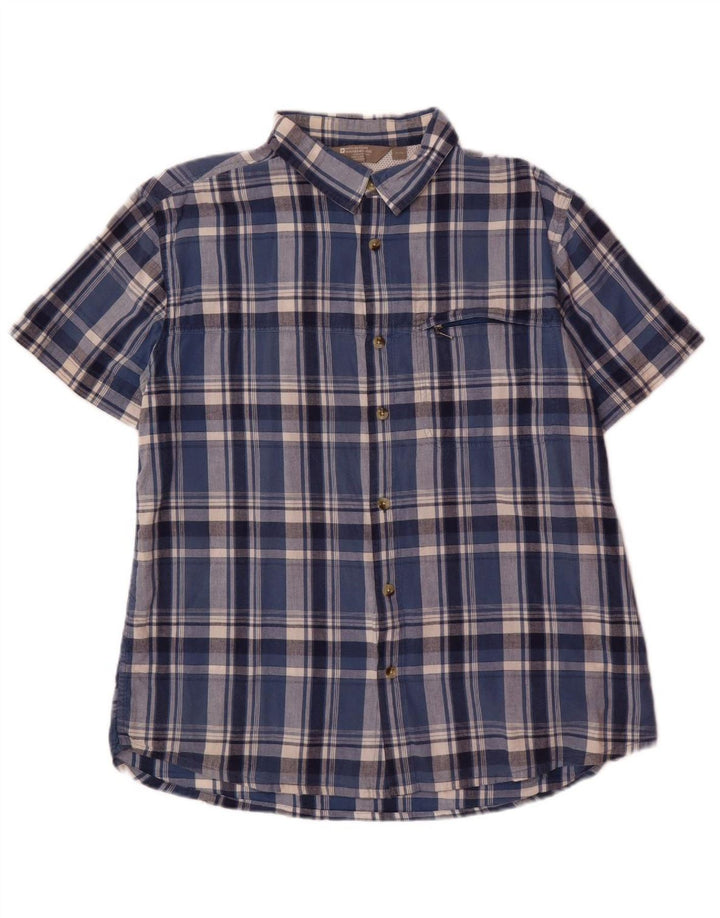 MOUNTAIN WAREHOUSE Mens Short Sleeve Shirt XL Navy Blue Check Cotton