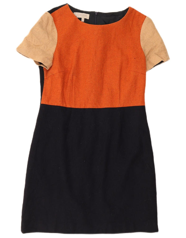 Hobbs Damen Etuikleid UK 12 Medium Orange Colorblock Wolle