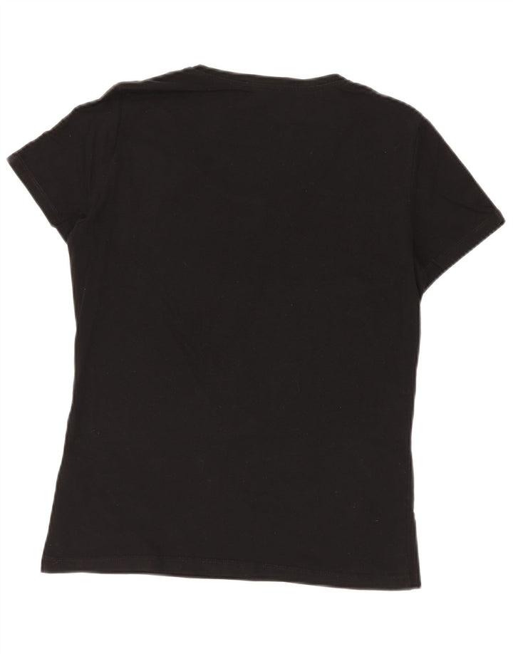 GUESS Damen Grafik T-Shirt Top UK 8 Small Schwarz Baumwolle