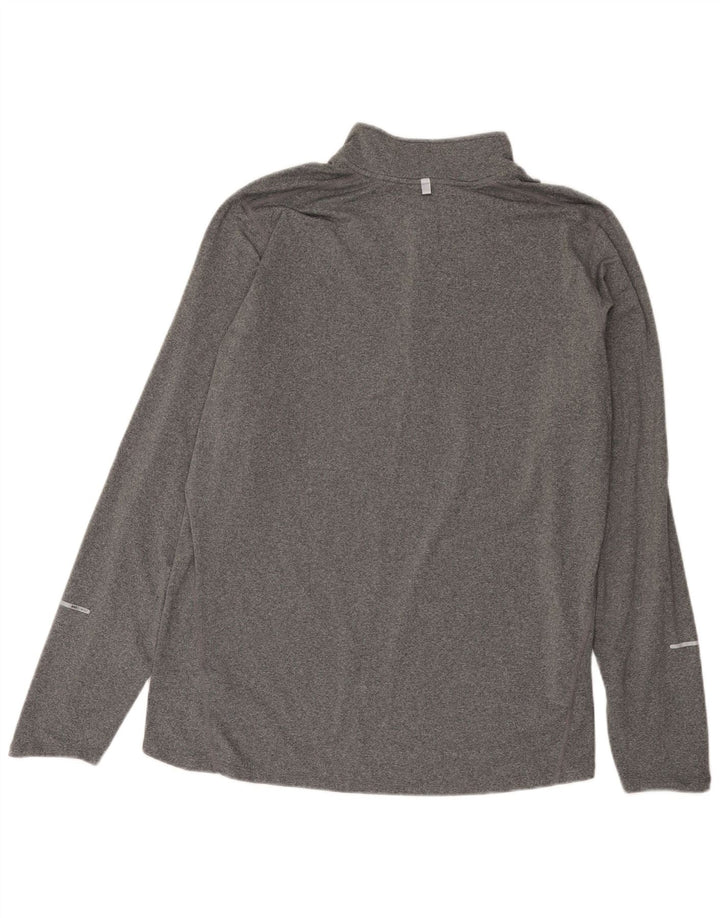 Nike Herren Dri Fit Zip Neck Top Langarm XL Grau geflecktes Polyester