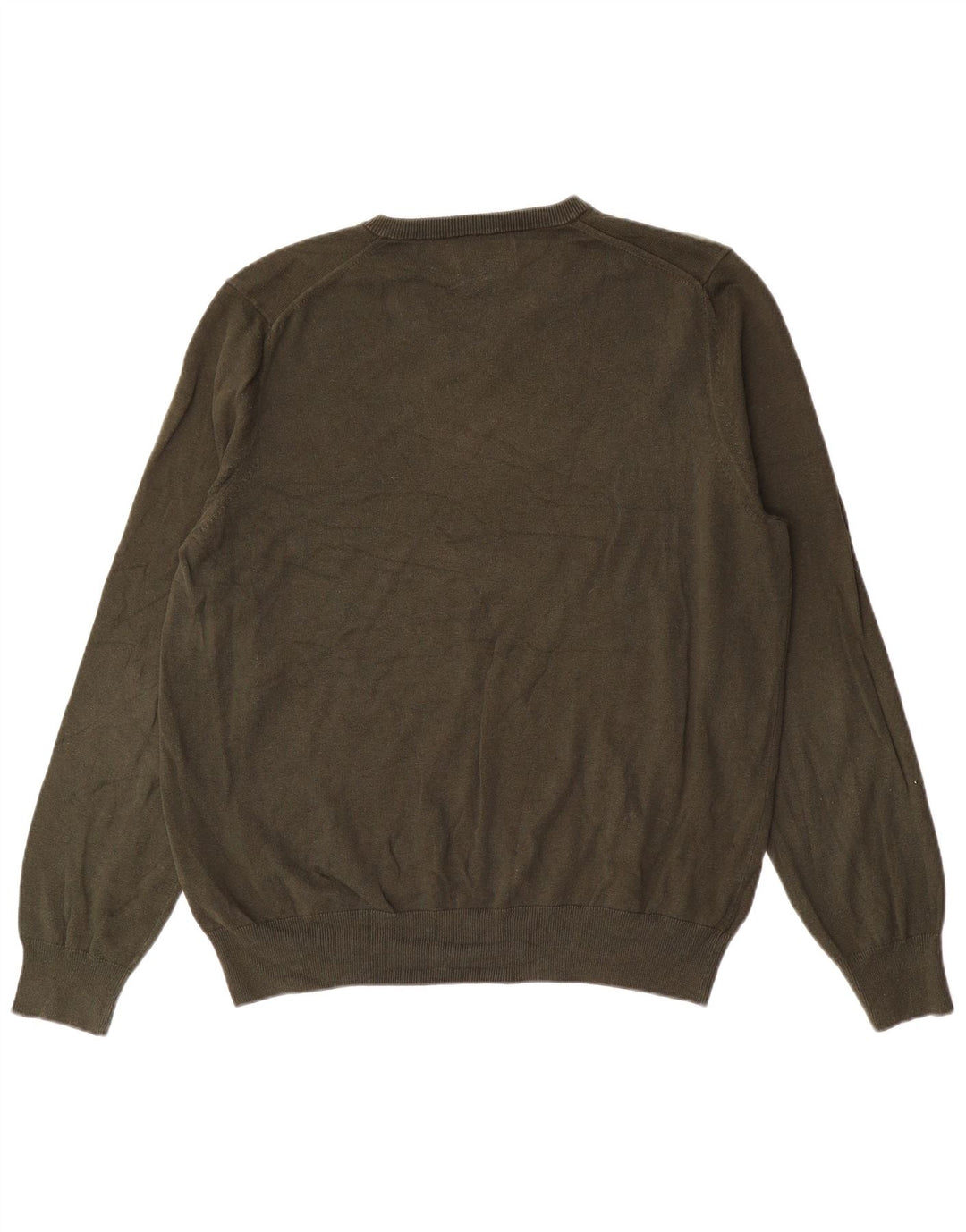 Marks & Spencer Herren-Pullover mit V-Ausschnitt, XL, Khaki, Baumwolle