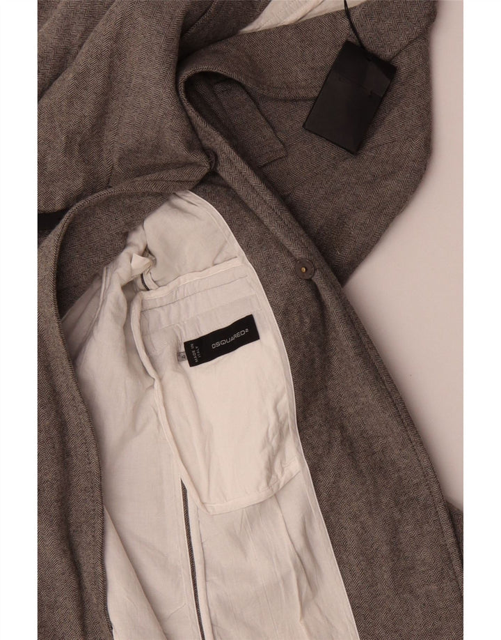 Dsquared2 Damen Mantel IT 42 Mittelgraue Fischgrätenwolle