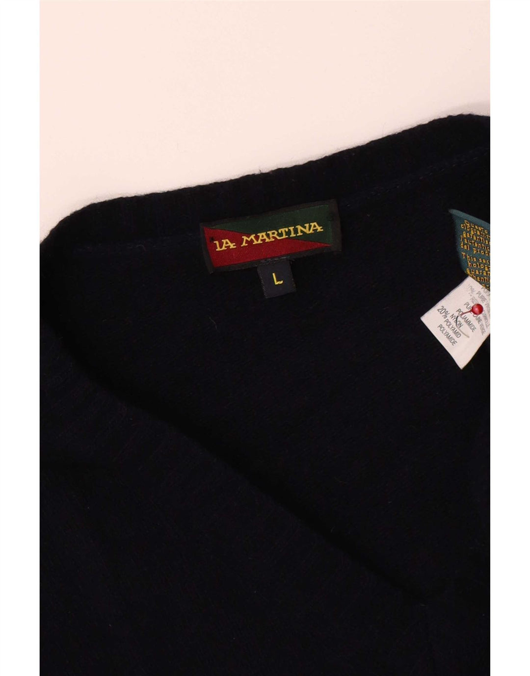 La Martina Herren-Pullover mit V-Ausschnitt, groß, marineblaue Schurwolle