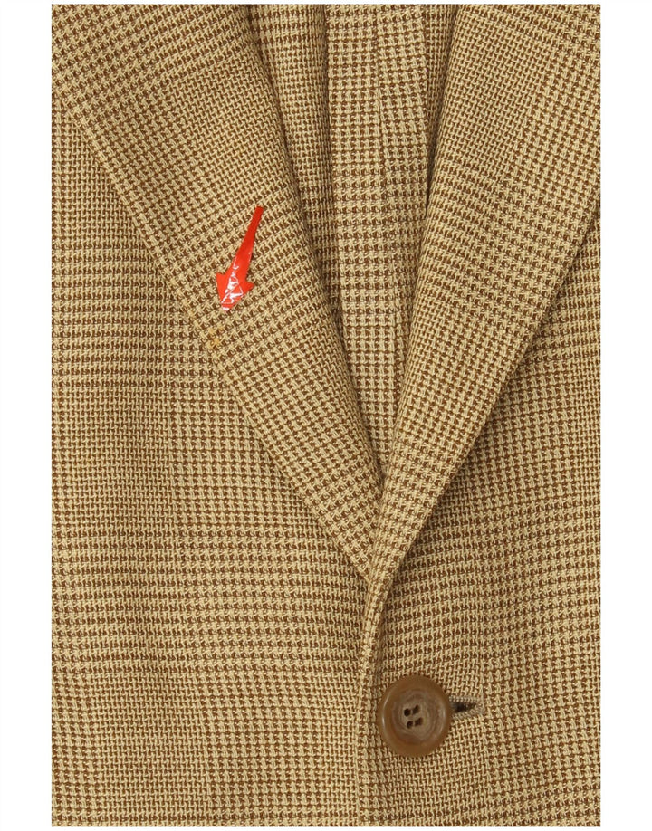 KRIZIA Mens 2 Button Blazer Jacket IT 50 Large Yellow Houndstooth Wool