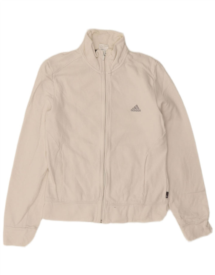 Adidas Damen Trainingsanzug Top Jacke UK 12 Mittelweiße Baumwolle