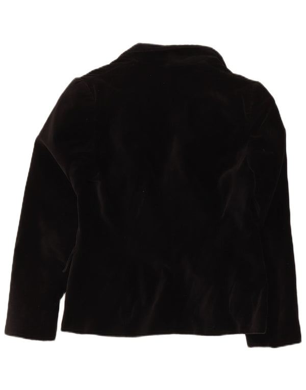Vintage Damen 1 Knopf Samt Blazer Jacke UK 10 Small Schwarze Baumwolle