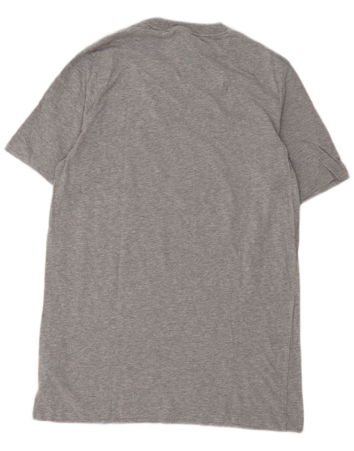 ADIDAS Herren Grafik-T-Shirt-Oberteil aus mittelgrau gesprenkelter Baumwolle