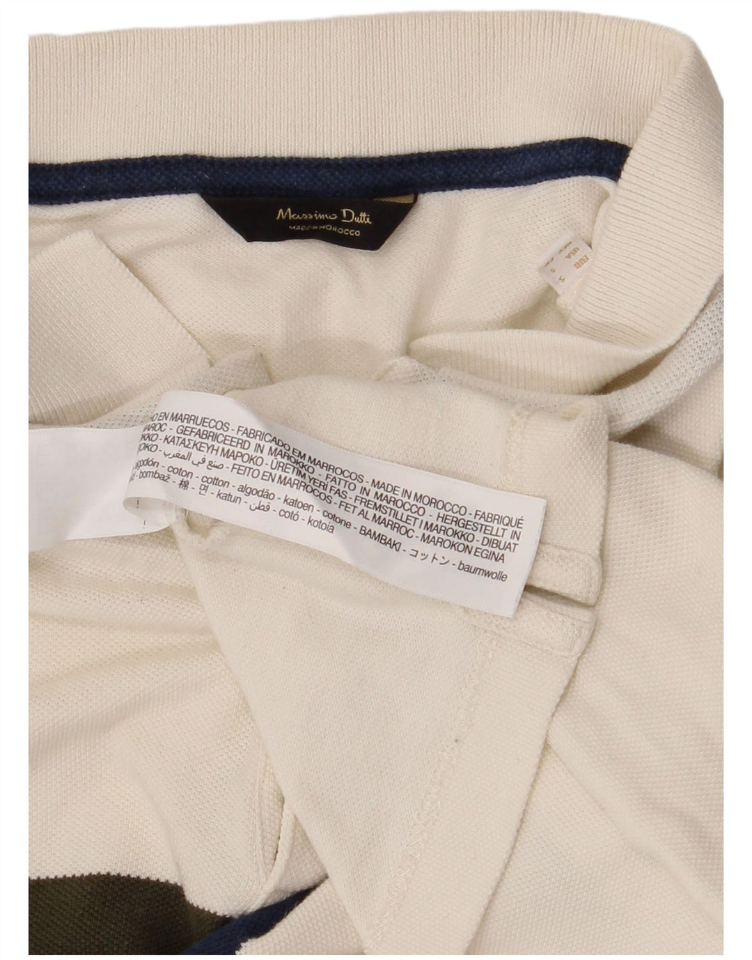 Massimo Dutti Herren-Poloshirt, Größe S, cremefarbene Blockfarben-Baumwolle