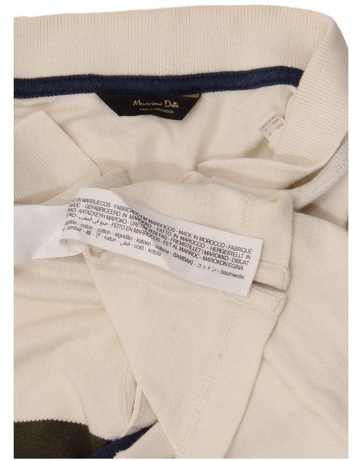 Massimo Dutti Herren-Poloshirt, Größe S, cremefarbene Blockfarben-Baumwolle
