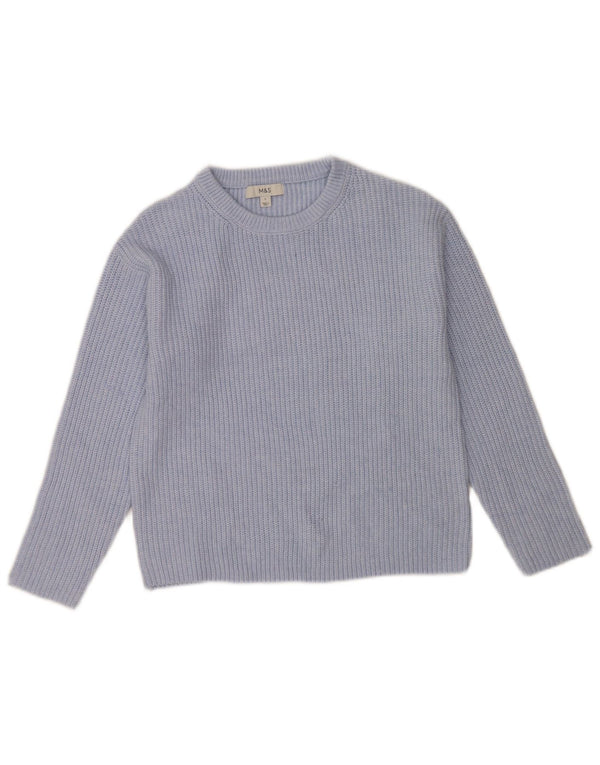 Marks & Spencer Damen-Pullover mit U-Boot-Ausschnitt, Gr. 10, Größe S, Blau, Polyester