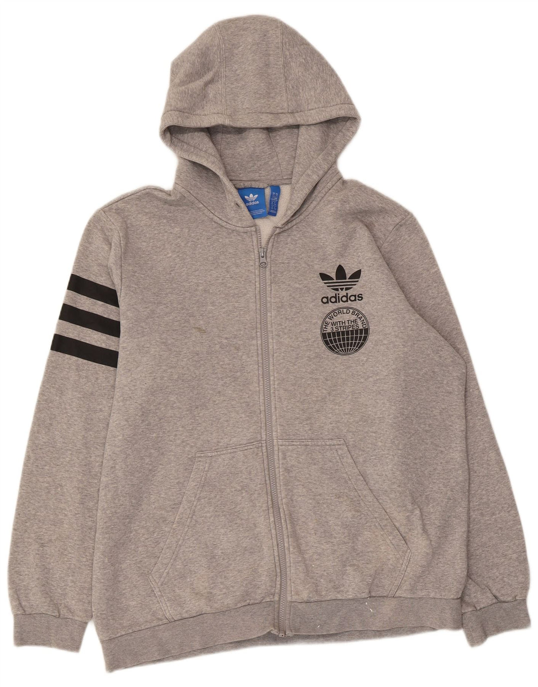 ADIDAS Herren Three Stripes Graphic Zip Hoodie Pullover XL Grau meliert
