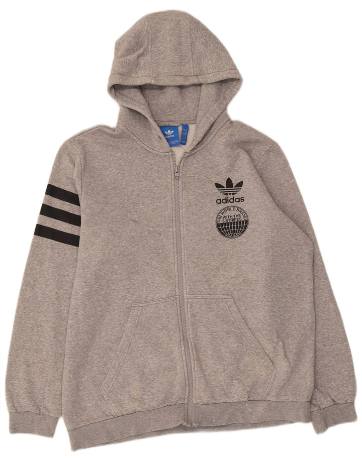 ADIDAS Herren Three Stripes Graphic Zip Hoodie Pullover XL Grau meliert