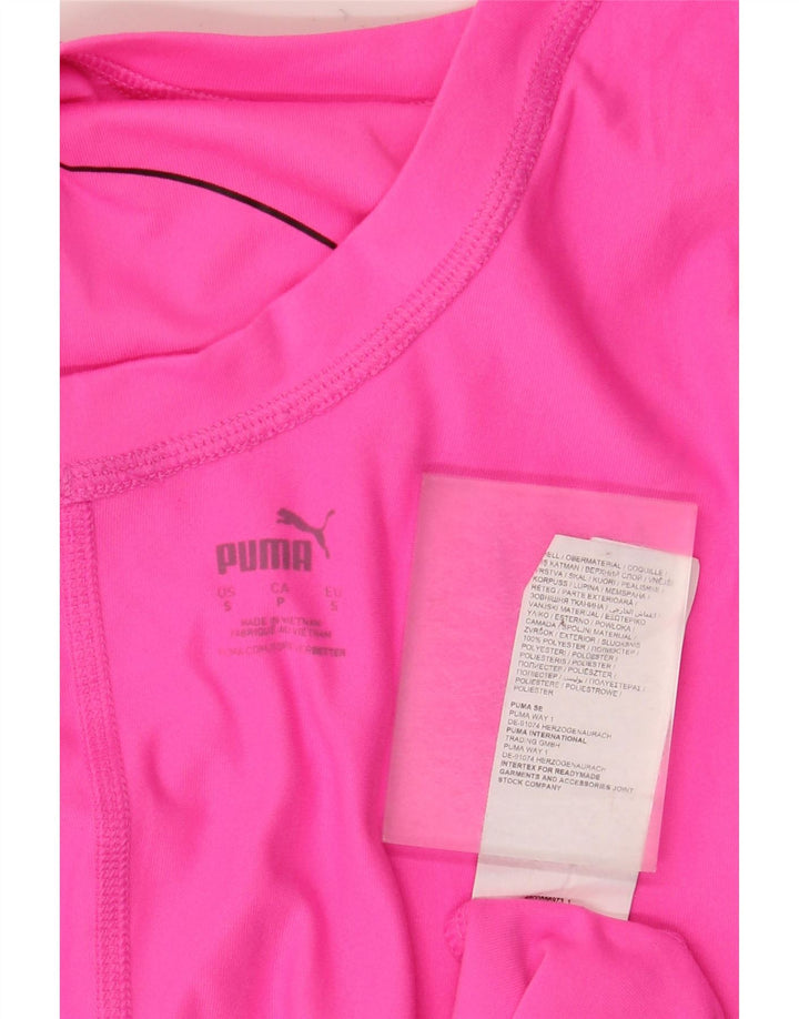 Puma Damen Crop Graphic T-Shirt Top UK 10 Small Rosa Polyester