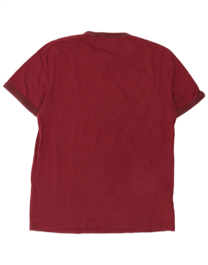 Fred Perry Herren T-Shirt Top Medium Burgund Baumwolle
