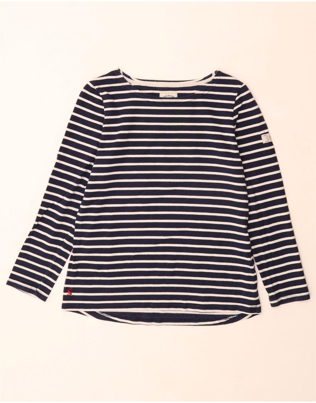 JOULES Damen Top Langarm UK 12 Mittel Marineblau gestreift Baumwolle