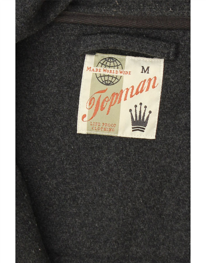 TOPMAN Herren-Dufflecoat mit Kapuze, UK 38, Mittelgrau