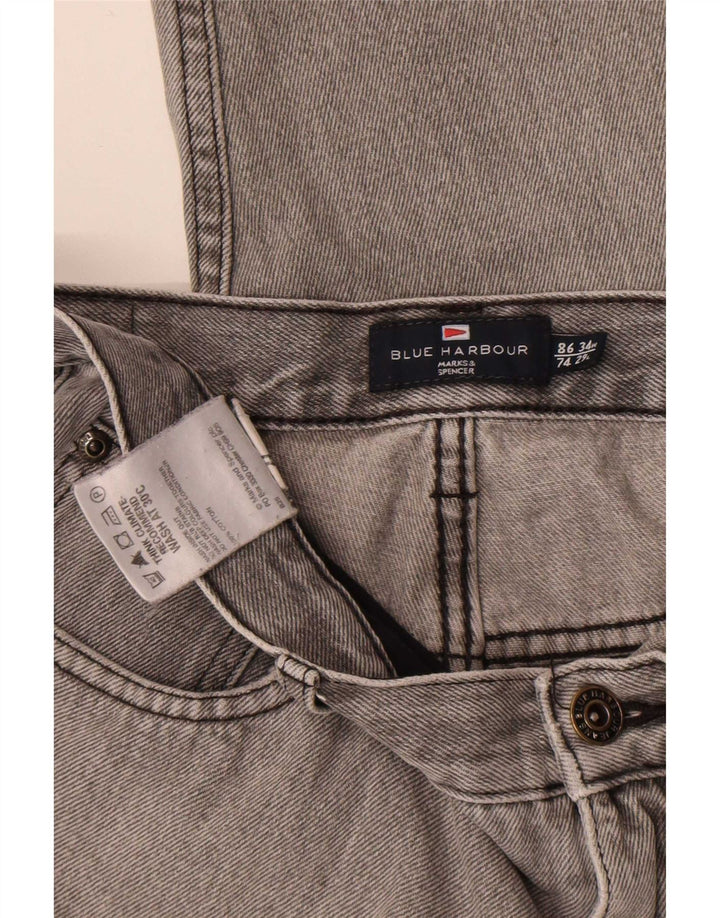 Marks & Spencer Herren Blue Harbor Capri-Jeans W34 L23 Graue Baumwolle
