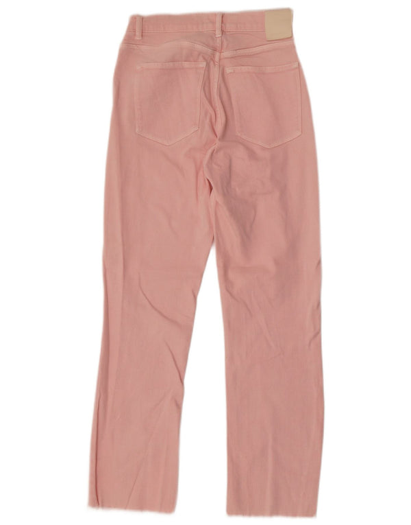 Massimo Dutti Damen Mid Rise Crop Flared Jeans EU 34 2XS W24 L26 Rosa