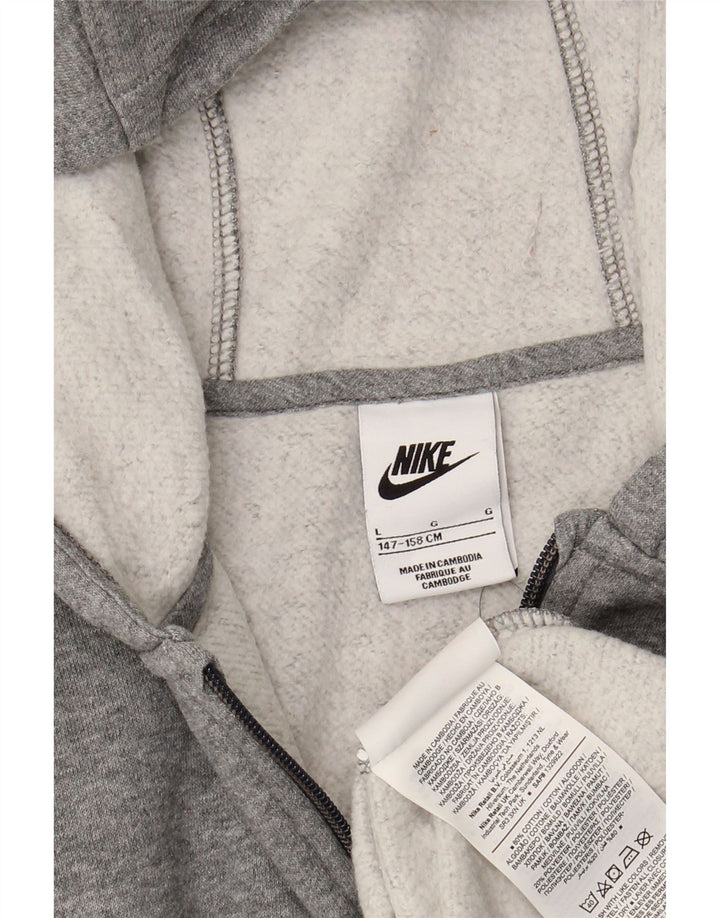 NIKE Jungen-Kapuzenpullover mit Reißverschluss, 12–13 Jahre, groß, graue Baumwolle