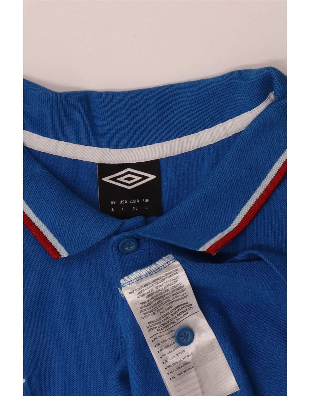 Umbro Herren Kurzarm-Poloshirt, groß, blaue Baumwolle