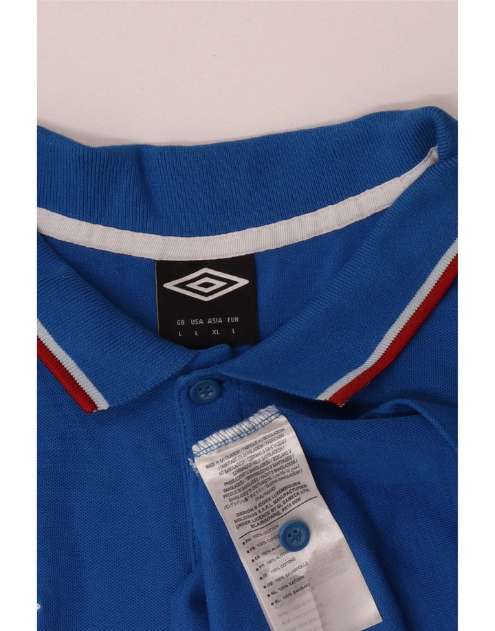 Umbro Herren Kurzarm-Poloshirt, groß, blaue Baumwolle