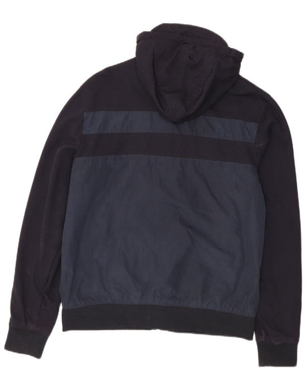 Zara Herren-Bomberjacke mit Kapuze, UK 42, XL, Marineblau, Farbblock-Polyester