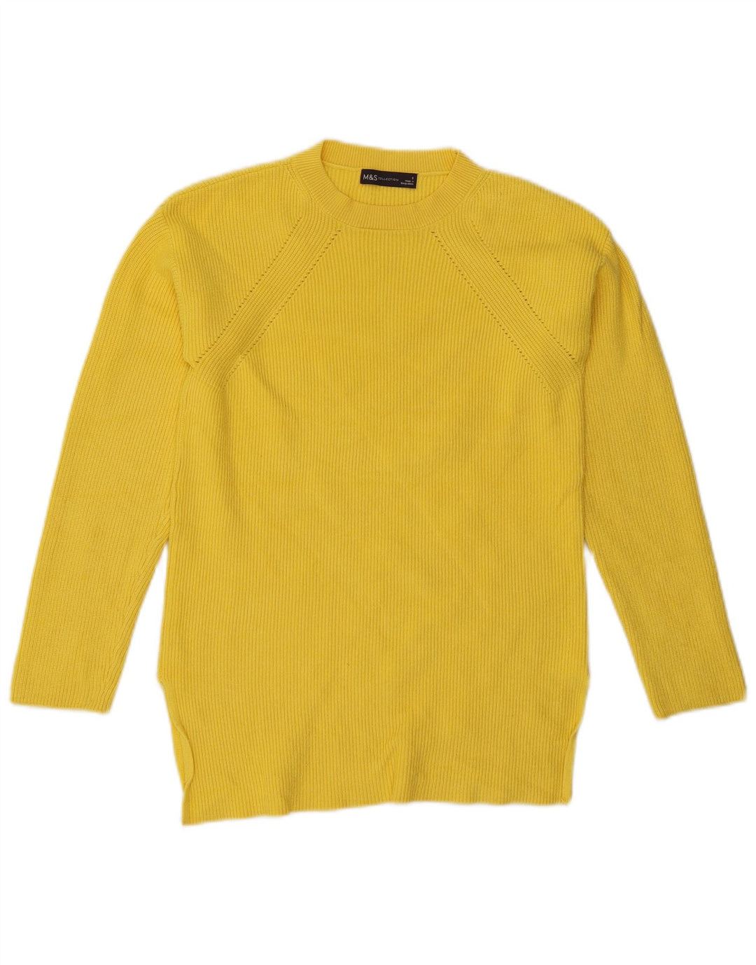 Marks & Spencer Damen-Pullover mit Rundhalsausschnitt, Gr. 10, Größe S, Gelb