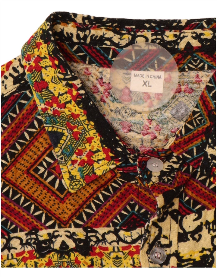 VINTAGE Boys Short Sleeve Shirt 15-16 Years XL Multicoloured Patchwork