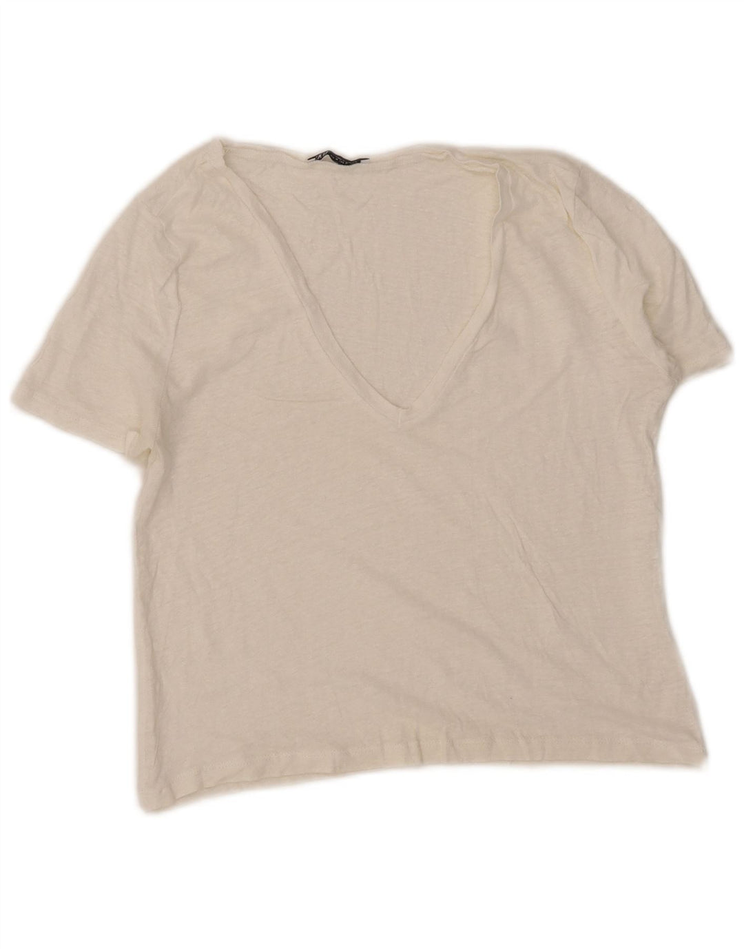 Zara Damen Crop T-Shirt Top UK 12 Medium Weiß