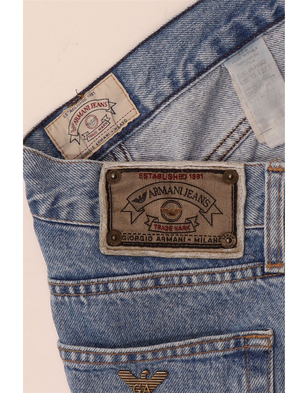 Armani Herren Straight Jeans W36 L33 Blaue Baumwolle