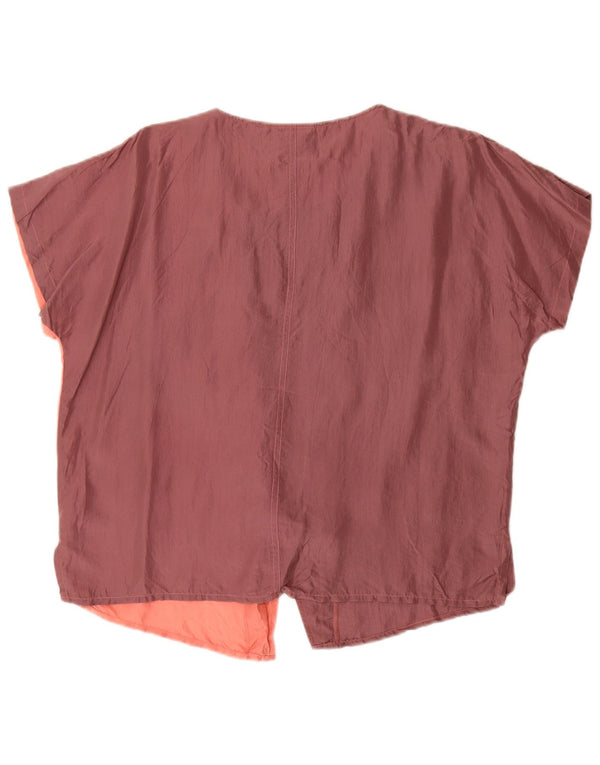Le Comte Damen Kurzarm-Hemdbluse UK 18 XL Burgunderfarbener Farbblock