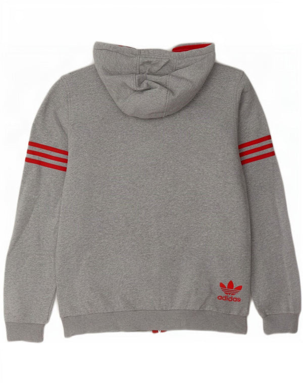 Adidas Herren-Kapuzenpullover mit grafischem Reißverschluss, mittelgrau gefleckte Baumwolle