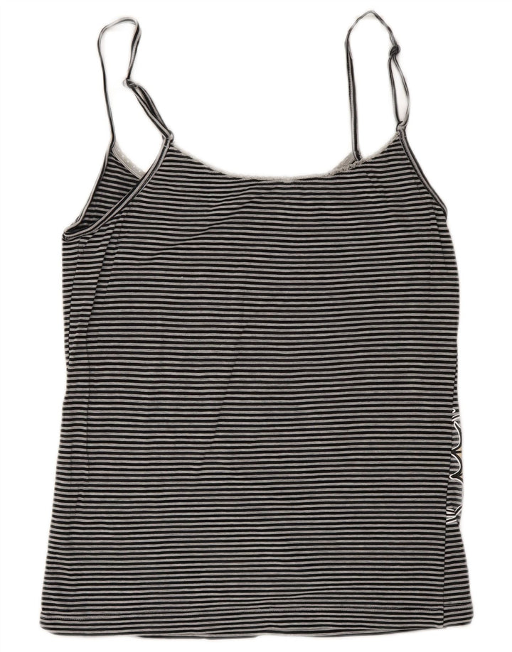 Benetton Womens Graphic Crop Cami Top UK 10 Small Grau gestreift