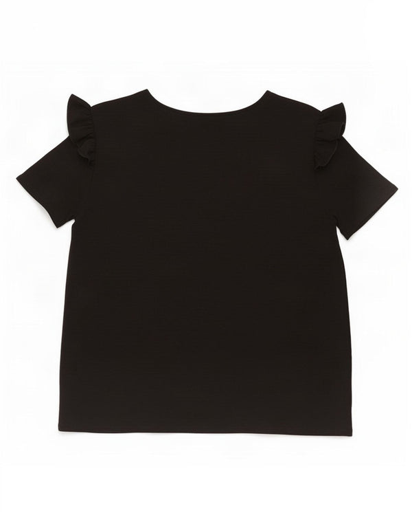 Zara Damen Blusenoberteil UK 12 Medium Schwarz Polyester