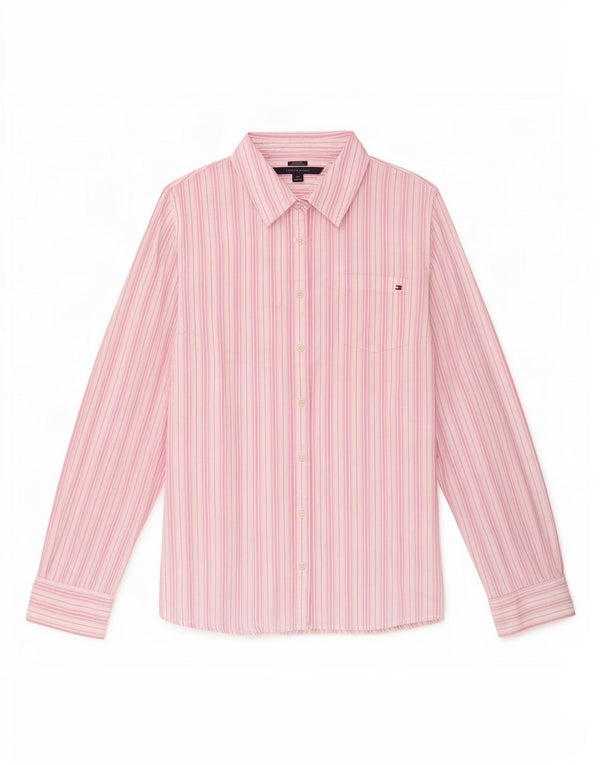 Tommy Hilfiger Damen-Hemd mit klassischer Passform, UK 16, groß, rosa gestreift, Baumwolle